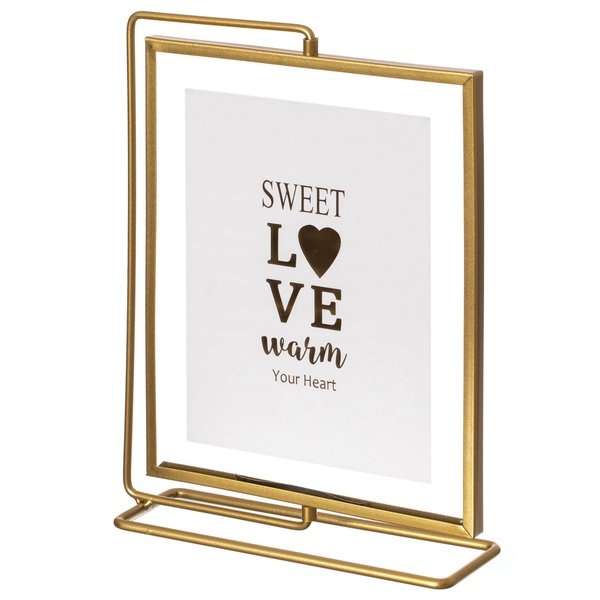 Fabulaxe Gold Modern Metal Floating Tabletop Photo Frame with Glass Cover and Free Spinning Stand, 6 x 8 QI004496.GD.L